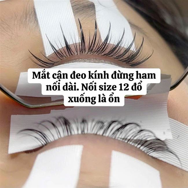 mắt cân hay mắt đeo kính thì không nên nối mi quá dài, đa phần là 11mm, cao nhất là 12mm