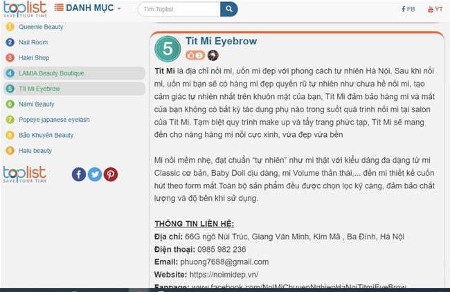 dịch vụ nối mi của Tít Mi luôn đứng top trong nhiều năm