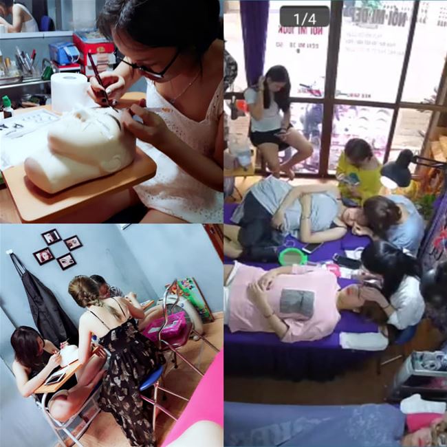 quy trình học tập đến thực hành của học viên nối mi