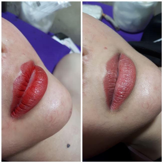 Môi Khách sau bong màu trong mịn