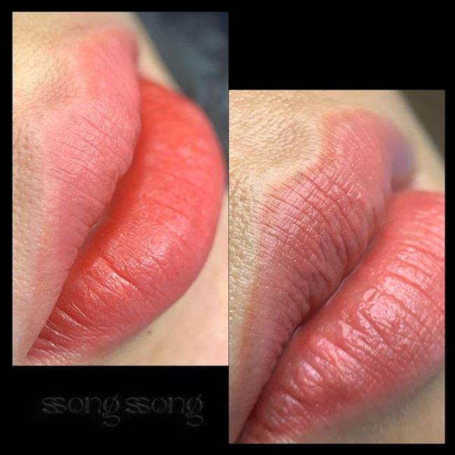 màu môi trong trẻo khi zoom sát