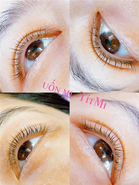 uốn mi đẹp phủ bóng colagen tại Tít Mi